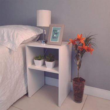 Imagem de Mesa de Cabeceira Cama Solteiro Quarto Sala 35cm Branco