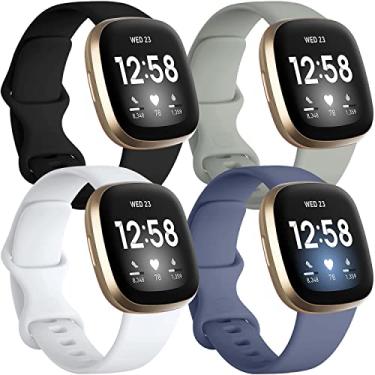 Imagem de Getino Compatível com Fitbit Sense/ Sense 2 Bands/Versa 4/Versa 3 Bandas Mulheres Homens, Acessórios Esportivos de Silicone, Pulseira para Fitbit Sense/Sense 2/Versa 4/Versa 3, Grande