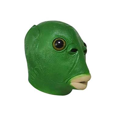 Imagem de Kiboule Máscara Cabeça de Peixe Verde Engraçado Máscara de Festa Cabeça de Peixe Assustador Animal Adulto Cosplay Adereço Máscara de Látex Máscara de Halloween Costume Festival