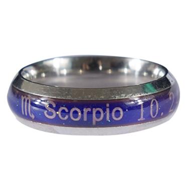 Imagem de Anéis de humor Acchen, 12 Constelações, mudança de cor, sensação de emoção, anel de dedo com caixa Multicor