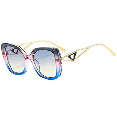 Imagem de Óculos de Sol Borboleta Moda Feminino Masculino Olho de Gato Colorido Lente Liga Armação de Metal Óculos Luxo UV400,C7, Tamanho Único