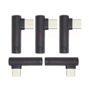 Imagem de Xiwai 5 pçs/conjunto tipo USB-C 3.1 macho para áudio auxiliar fêmea tipo C para adaptador de fone de ouvido de 3,5 mm, ângulo de 90 graus