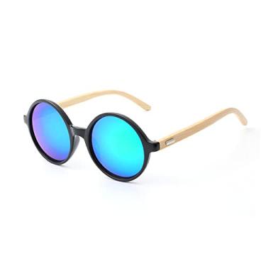 Imagem de Óculos de sol de perna de bambu masculinos femininos retro redondos óculos de sol revestimento steampunk moda tons masculinos femininos, 4, tamanho único