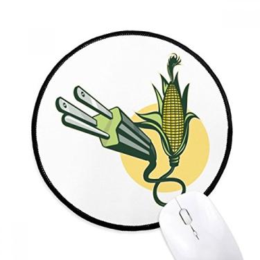 Imagem de DIYthinker Cabo plugue de milho cabo de carregamento padrão mouse pad desktop escritório tapete redondo para computador