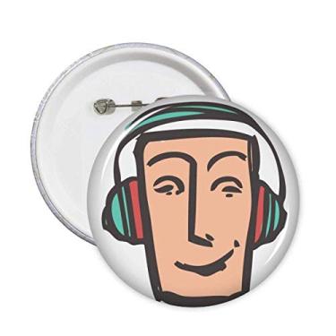 Imagem de Fone de ouvido abstrato rosto esboço Enjoy pins crachá botão emblema acessório decoração 5 peças