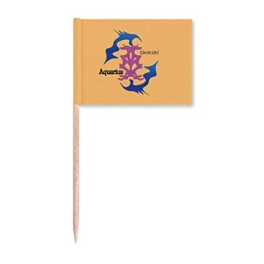 Imagem de Bandeiras de palito de dente com constelação de peixes Aquarius Topper Decoração de festa