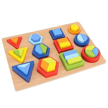 Imagem de Bloco de CorrespondêNcia de Formas, Quebra-Cabeça de Classificação de Formas GeoméTricas de Madeira Macia para CriançAs Em Casa