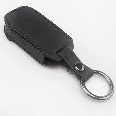 Imagem de YJADHU Capa de couro para chave de carro, apto para Kia Ceed CD Sportage Soul 3 Sorento Cerato K3 Forte Stinger K5 Optima 2018 2019 2020, Smart 3 Botões Preto