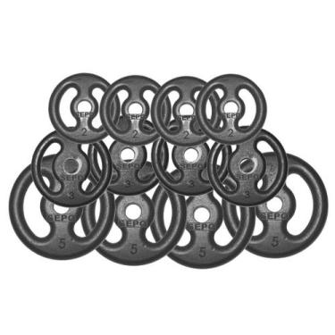 Imagem de Kit 40Kg Com 12 Anilhas De Ferro Fundido - Sepo - Pesos