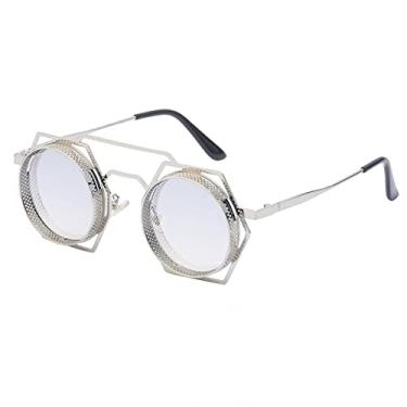 Imagem de Óculos de sol Steampunk masculinos redondos punk óculos de sol para mulheres designer retrô vintage tons de óculos UV400,4, com a caixa