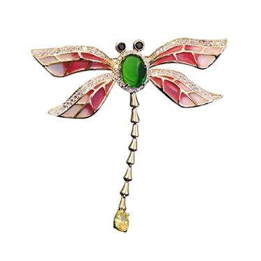 Imagem de KIZQYN Broche feminino broche de libélula vermelha de acessórios de terno modernos e versáteis broche bonito acessório de fantasia