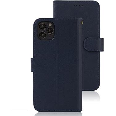 Imagem de GANYUU Capa para iPhone 13/13 Mini/13 Pro/13 Pro Max, capa flip de couro retrô capa de telefone carteira com 3 slots de cartão suporte capa magnética protetora (cor: azul, tamanho: 13 6,1 polegadas)