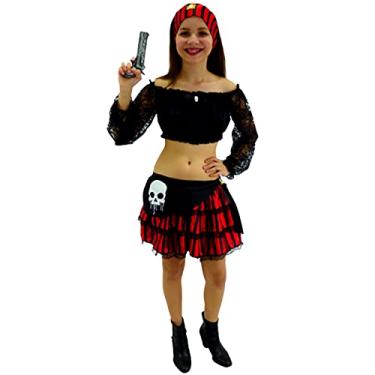 Imagem de Fantasia de Pirata Feminina Adulto de Carnaval Tutu Caveira (Tamanho Único)
