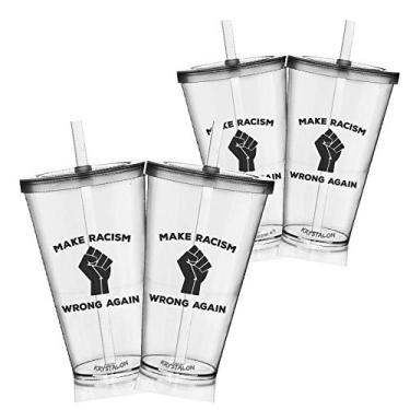 Imagem de 4 Copos com Tampa e Canudo Personalizados Make Racismo Wrong