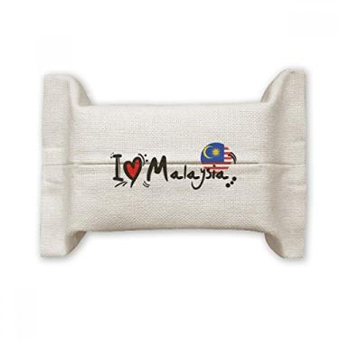 Imagem de I Love Malaysia Word Flag Love Heart Illustration Suporte de capa de papel de tecido de algodão saco de linho