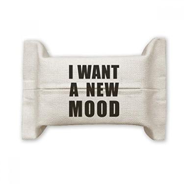 Imagem de Bolsa de linho de algodão com suporte para cobertura de papel para lenços faciais I Want A New Mood