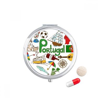 Imagem de Porta-comprimidos com bandeira nacional de Portugal Love Heart Landscap