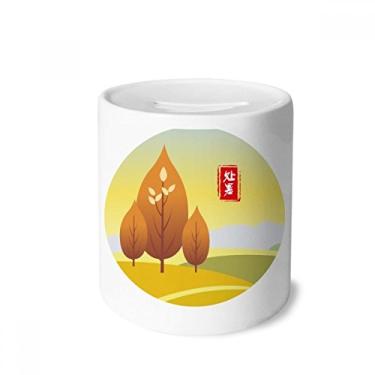 Imagem de DIYthinker Caixa de moedas de cerâmica com vinte e quatro termos para dinheiro com porta-moedas para presente