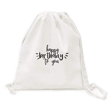 Imagem de Mochila Happy Birthday Celebrate citação de lona com cordão para compras viagem