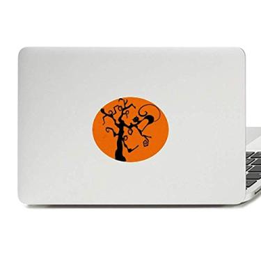 Imagem de Adesivo de vinil laranja com emblema de árvore de gato Halloween Hallowmas adesivo para laptop