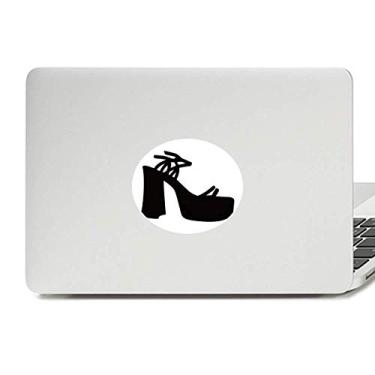 Imagem de Adesivo de notebook preto feminino salto alto padrão contorno vinil emblema gráfico laptop decalque