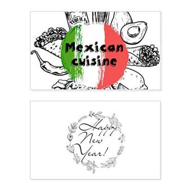 Imagem de Bandeira nacional do México, esboço de cacto, ano novo, cartão de felicitações, mensagem de abençoar presente