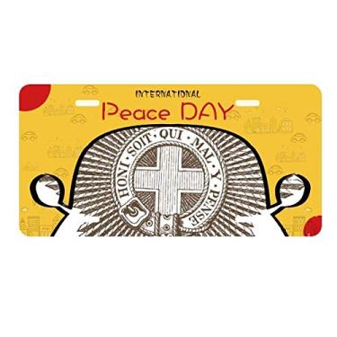 Imagem de DIYthinker Arte barroca preta e branca estrela cinto placa etiqueta decoração carro dia da paz