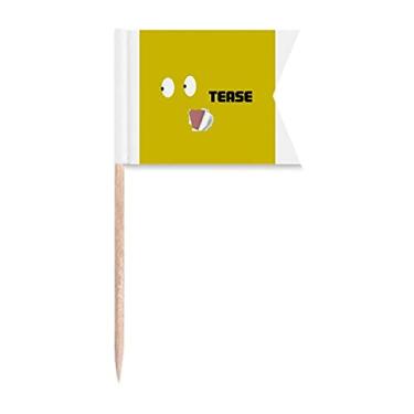 Imagem de Bandeiras amarelas Naughty Emotion Lol Tease de palito de dente marcação para bolo de festa, comida de queijo