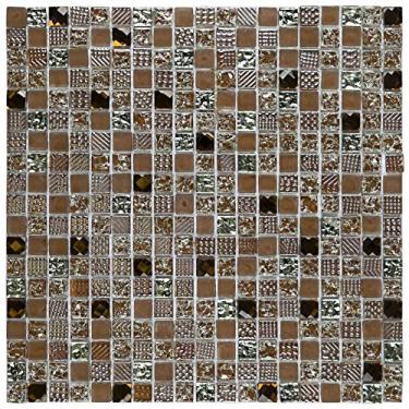 Imagem de Glass Mosaic D1013 Pastilha Diamond Marrom - 12 Peas - 1,08m - Vidro - Brilhante - Moderno - rea mida e Externa - Resistente gua
