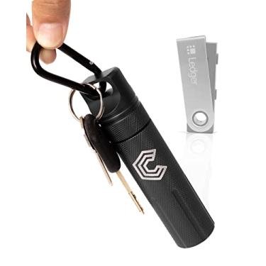 Imagem de Capa Nano CryptoPod Ledger – Compatível com Nano S/X/S Plus e Yubikey – Liga de alumínio, resistente ao fogo e à prova d'água – Armazenamento de carteira protetora fria para criptomoedas – Armazenamento USB para dispositivo de pen drive (preto)