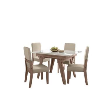Imagem de Conjunto Mesa Sala De Jantar 4 Cadeiras 1,10M Dubai Amêndoa - Celta Mó