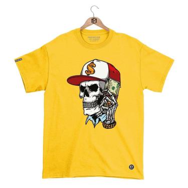 Imagem de Camiseta DBL Gola Redonda Estampa CAVEIRA Streetwear fio 30.1 Penteado.