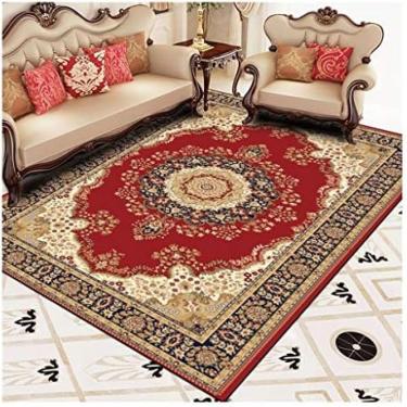 Imagem de Tapetes Ultra Macios Para Área Interna Moderna, Tapete Clássico Europeu De Arte Persa Para Sala De Estar, Quarto, Tapete Antiderrapante, Moda, Tapete Para Cozinha, Tapete De Área,Vermelho,120 * 170c