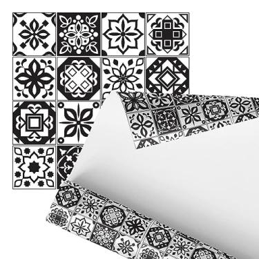 Imagem de Papel De Parede Adesivo Azulejo Mandala Preto e Branco 2,80m