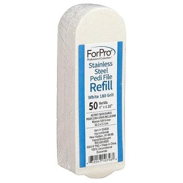 Imagem de ForPro Professional Collection Recarga de arquivo Pedi de aço inoxidável, grão 180, branco, almofadas de refil de pedicure EZ-Strip, 3,18 cm L x 10 cm C, 50 unidades