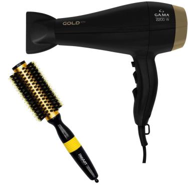 Imagem de Kit - Secador Gama Gold Ion 2200W 220V + Escova Proart Metallic Pro Amarela 25Mm Epm14