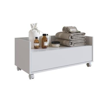 Imagem de Gabinete para Banheiro 60cm com Rodinhas e Gaveta Arte Cas Perfect Wood Branco