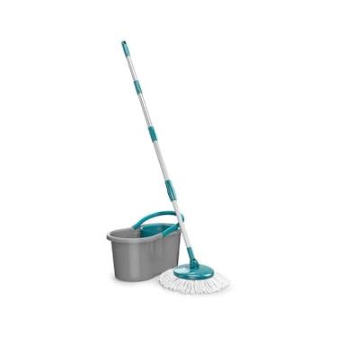 Imagem de Mop Giratório FlashLimp Fit MOP5010 com Balde, Cabo Telescópico e Refil - Cinza/Verde