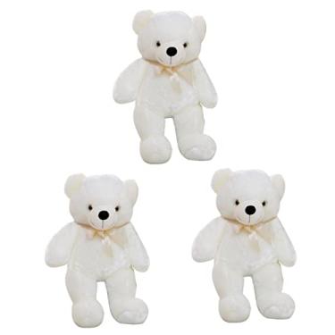 Imagem de Toyvian 3 Pecas Boneca Urso Bicho De Pelúcia Brinquedos Infantis Grande Urso Decoração De Chá De Bebê Ursinho Bicho De Pelúcia Iluminado Baby Doll Pp Algodão Garota Branco Criança Pequena