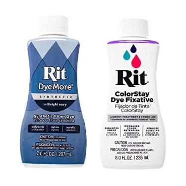 Imagem de Rit DyeMore Corante de fibra líquida sintética de 200 ml para roupas, decoração e artesanato – Azul-marinho com fixador de cor