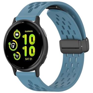 Imagem de Compatível com pulseiras smartwatch Garmin vivoactive 5, Lamshaw 20 mm de silicone macio respirável borboleta magnética Clousure Sport Replacemet pulseiras compatíveis com Garmin vívoactive 5/Approach S12/Approach S40/Approach S42/D2 Air/D2 Air X10/Forerunner 245/Forerunner 55/Forerunner 645/Venu/Ve