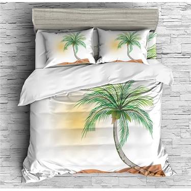 Imagem de Faeralei Conjunto de edredom de cama de praia e areia de coco em um saco, 7 peças, incluindo 1 lençol com elástico + 1 edredom + 4 fronhas + 1 lençol de cima (A, cama queen em um saco - 7 peças)