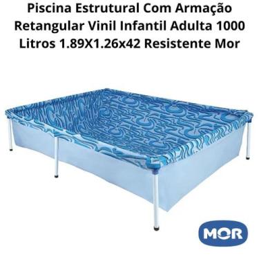 Imagem de Piscina Estrutural Com Armação Retangular Vinil Infantil Adulta 1000 L