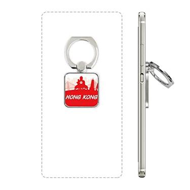 Imagem de Red Outline China Hongkong Anel quadrado suporte para celular suporte universal presente