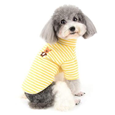 Imagem de Zunea Camisas para cães pequenos menina menino camiseta de verão algodão macio listrado filhote de cachorro manga curta roupas primavera roupas roupas para animais de estimação vestuário para
