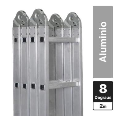 Imagem de Escada Multifuncional De Alumínio 4 X 2 Com 8 Degraus 13 Em 1 - Rotter