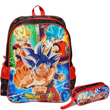 Imagem de Kit Mochila Escolar Dragon Ball Goku Costas Tam G Com Estojo