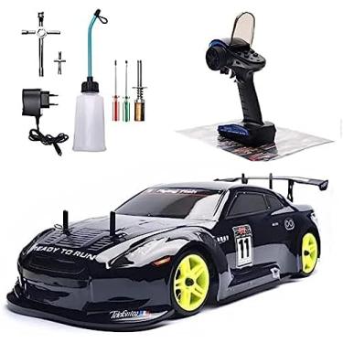 Imagem de 2.4G Nitro Gás RC Carros Caminhão 1/10 17IN Profissional de Alta Velocidade Deriva Motor a Gasolina Carro de Controle Remoto Nitrogênio Drive 4WD 80KM / H Chassi de Metal Gás RC Carros Adult