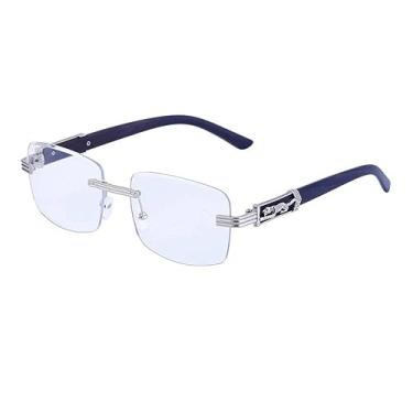 Imagem de Óculos de sol sem aro para homens, estilo europeu, armação de metal, retrô, feminino, viagem, preto, marrom, azul, 9, tamanho único