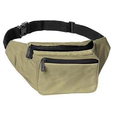 Imagem de Pochete com cinto – bolsa transversal para homens ou mulheres – mãos livres, impermeável, grande, bolsa para caminhadas, corridas e viagens, Verde oliva, One-Size, Pochete